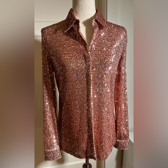 Akris Tops - Akris Rose Gold Sequin Blouse